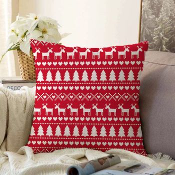 Față de pernă din chenille cu model de Crăciun Minimalist Cushion Covers Merry Christmas, 55 x 55 cm