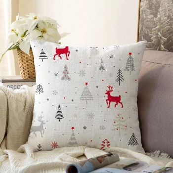 Față de pernă din chenille cu model de Crăciun Minimalist Cushion Covers Nordic Christmas, 55 x 55 cm