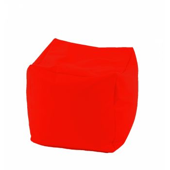 Fotoliu mic taburet cub xl neon orange pretabil si la exterior umplut cu perle polistiren ieftin