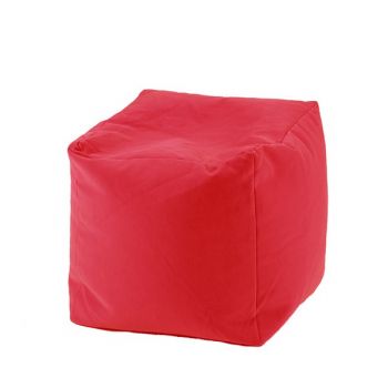 Fotoliu mic taburet cub xl panama red pretabil si la exterior umplut cu perle polistiren la reducere