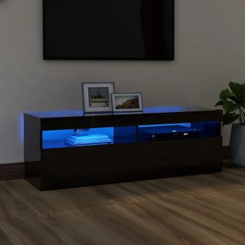 vidaXL Comodă TV cu lumini LED, negru extralucios, 120x35x40 cm