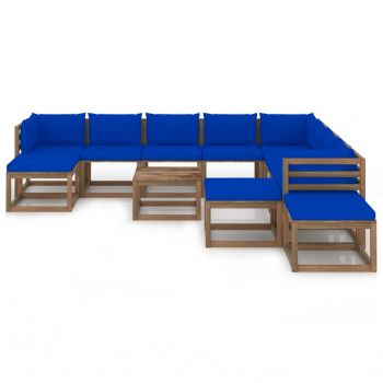 vidaXL Set mobilier de grădină cu perne, albastru, 12 piese