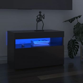 vidaXL Comode TV cu lumini LED, 2 buc., gri extralucios, 60x35x40 cm