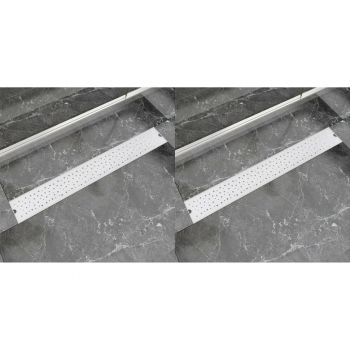 vidaXL Rigolă liniară de duș 2 buc. 830x140 mm, oțel inoxidabil, bule