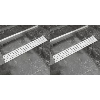 vidaXL Rigolă liniară de duș 2 buc., 730x140 mm, oțel inoxidabil val