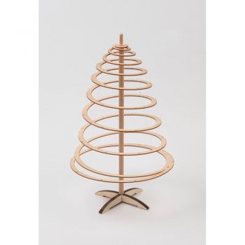 Brad de Crăciun decorativ din lemn Spira Mini, înălțime 42 cm