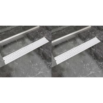 vidaXL Rigolă duș liniară, 2 buc., 730x140 mm, oțel inoxidabil, bule