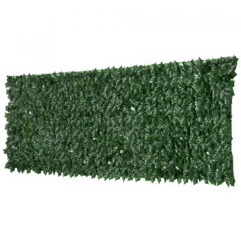 Gard Artificial Outsunny, gard verde din PE Anti-UV, Verde Inchis 300x100cm | Aosom RO