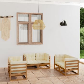 vidaXL Set mobilier de grădină cu perne, 6 piese, lemn masiv de pin