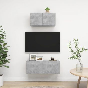 vidaXL Set de dulapuri TV, 2 piese, gri beton, lemn prelucrat