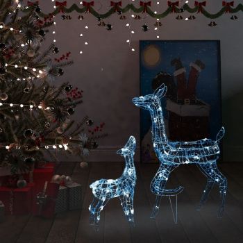 vidaXL Decorațiune de Crăciun familie de reni 160 LED alb rece acril
