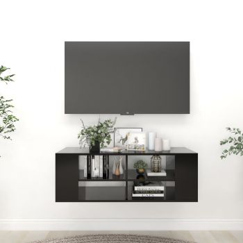 vidaXL Dulap TV montat pe perete, negru, 102x35x35 cm, PAL