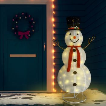 vidaXL Figurină decorativă Crăciun om zăpadă LED 180 cm țesătură lux