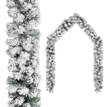 vidaXL Ghirlandă de Crăciun cu LED-uri & zăpadă, verde, 20 m, PVC