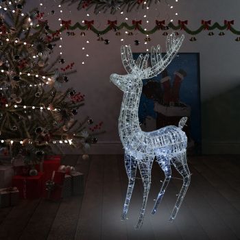 vidaXL Ren de Crăciun, 250 LED-uri, alb rece, 180 cm, acril, XXL