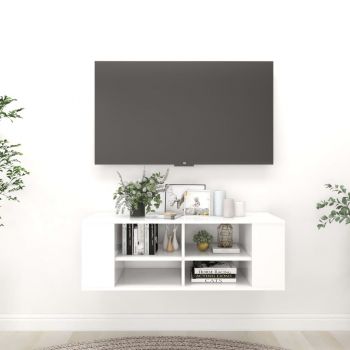 vidaXL Dulap TV montat pe perete, alb, 102x35x35 cm, PAL