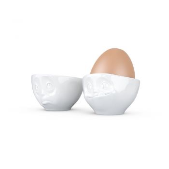 Set 2 suporturi din porțelan pentru ouă, 58products Oh Please, alb