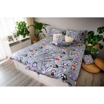 Lenjerie de pat din bumbac pentru pat de o persoană Cotton House Vogel, 140 x 200 cm, gri ieftina