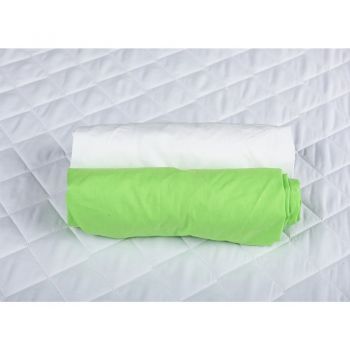 Set 2 x cearceaf cu elastic pt patut de 120x60 cm verde+alb