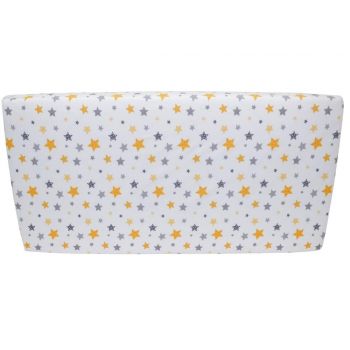 Cearceaf din bumbac cu elastic Yellow and Grey Stars White