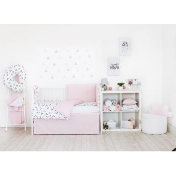 Set de pat pentru bebelusi Pink Panda - 3 piese, 100 bumbac