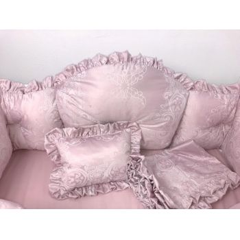 Lenjerie de pat cu aparatori super groase 120x60 cm Lux din Jackard roz pudra