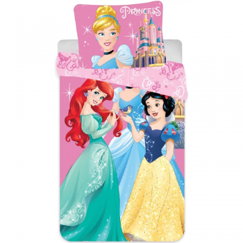Set lenjerie pat copii Princess Ariel, Cinderella and Snow White 90x140 + 40x55 SunCity ieftina