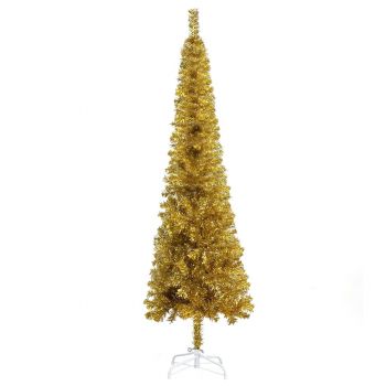 vidaXL Brad de Crăciun artificial subțire, auriu, 180 cm