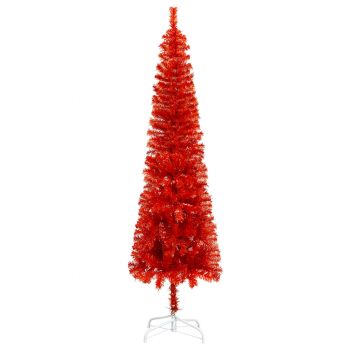 vidaXL Brad de Crăciun artificial subțire, roșu, 210 cm