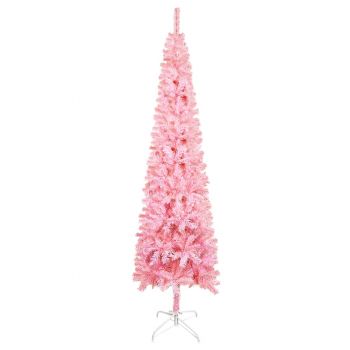 vidaXL Brad de Crăciun artificial subțire, roz, 180 cm