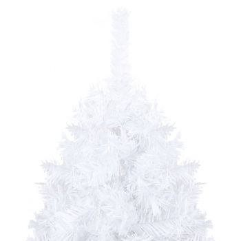 vidaXL Brad de Crăciun artficial cu LED-uri&globuri, alb, 210 cm, PVC