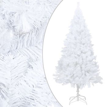 vidaXL Brad de Crăciun artificial cu LED&ramuri groase, alb, 210 cm