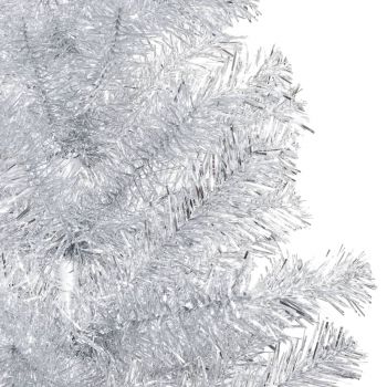 vidaXL Brad de Crăciun artificial LED-uri&globuri argintiu 240 cm, PET