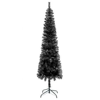 vidaXL Brad de Crăciun subțire cu LED-uri, negru, 120 cm