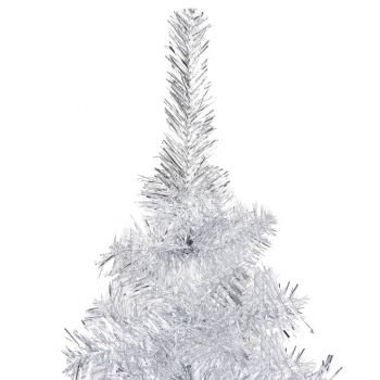 vidaXL Pom de Crăciun artificial cu LED/globuri argintiu 120 cm PET