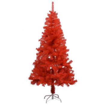 vidaXL Pom de Crăciun artificial cu LED&suport, roșu, 150 cm, PVC
