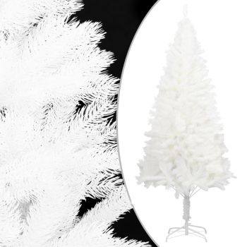 vidaXL Set brad de Crăciun artficial cu LED-uri/globuri, alb, 210 cm