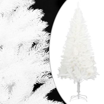 vidaXL Set brad de Crăciun artificial cu LED-uri/globuri, alb, 150 cm