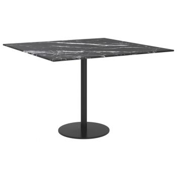 vidaXL Blat masă negru 60x60cm 6mm sticlă securizată design de marmură