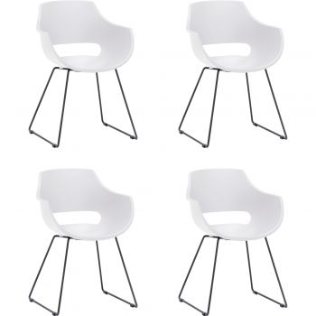 Set 4 scaune din plastic cu picioare metalice Rockville Skid Alb / Negru, l57xA58xH80 cm