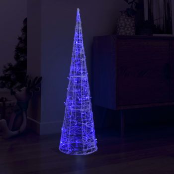 vidaXL Piramidă decorativă con de lumini cu LED albastru 120 cm acril