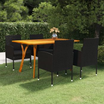 vidaXL Set mobilier pentru grădină, 5 piese, negru