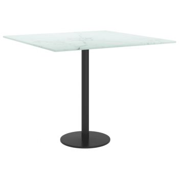 vidaXL Blat masă alb 50x50 cm 6 mm sticlă securizată design marmură