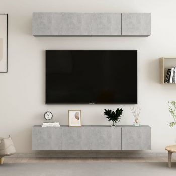 vidaXL Dulapuri TV, 4 buc., gri beton, 80x30x30 cm, lemn prelucrat