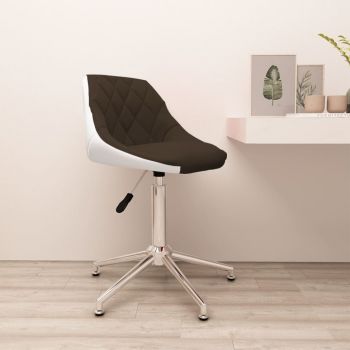 vidaXL Scaun de birou pivotant, maro și alb, piele ecologică