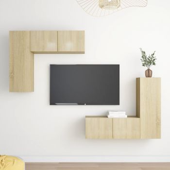 vidaXL Set de dulapuri TV, 4 piese, stejar sonoma, lemn prelucrat