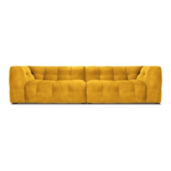 Canapea cu tapițerie din catifea Windsor & Co Sofas Vesta, 280 cm, galben