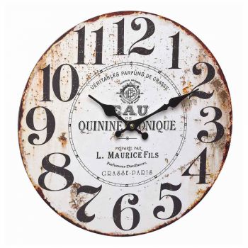 Ceas analog de perete din mdf design Vintage Quinine Tonique