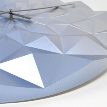 Ceas geometric de precizie analog de perete creat de designer model Diamond albastru metalic