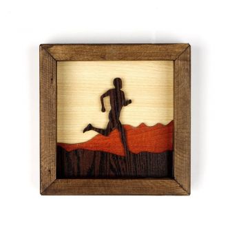 Tablou din lemn Kate Louise Running Man, 16 x 16 cm